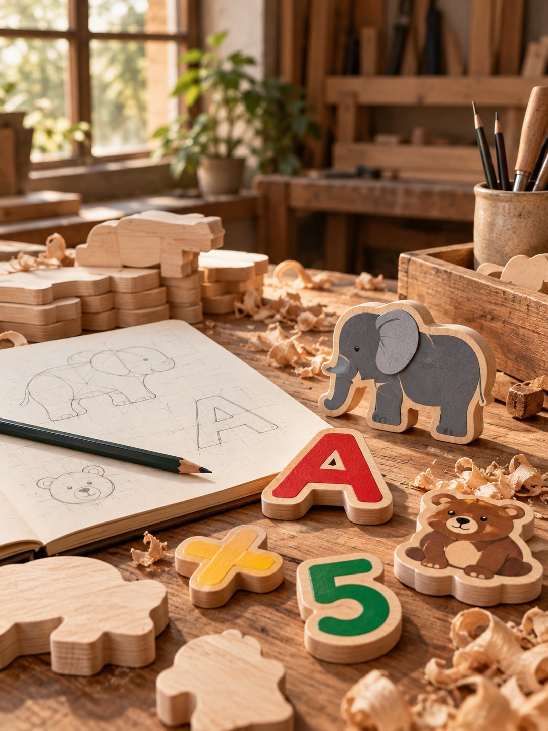 Artisan hands crafting a wooden toy in a workshop